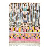 Moroccan Berber rug Boujaad ecru with multicolored patterns 305x212cm