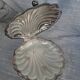 Old shell-shaped butter dish in silver-plated metal - trinket dish.