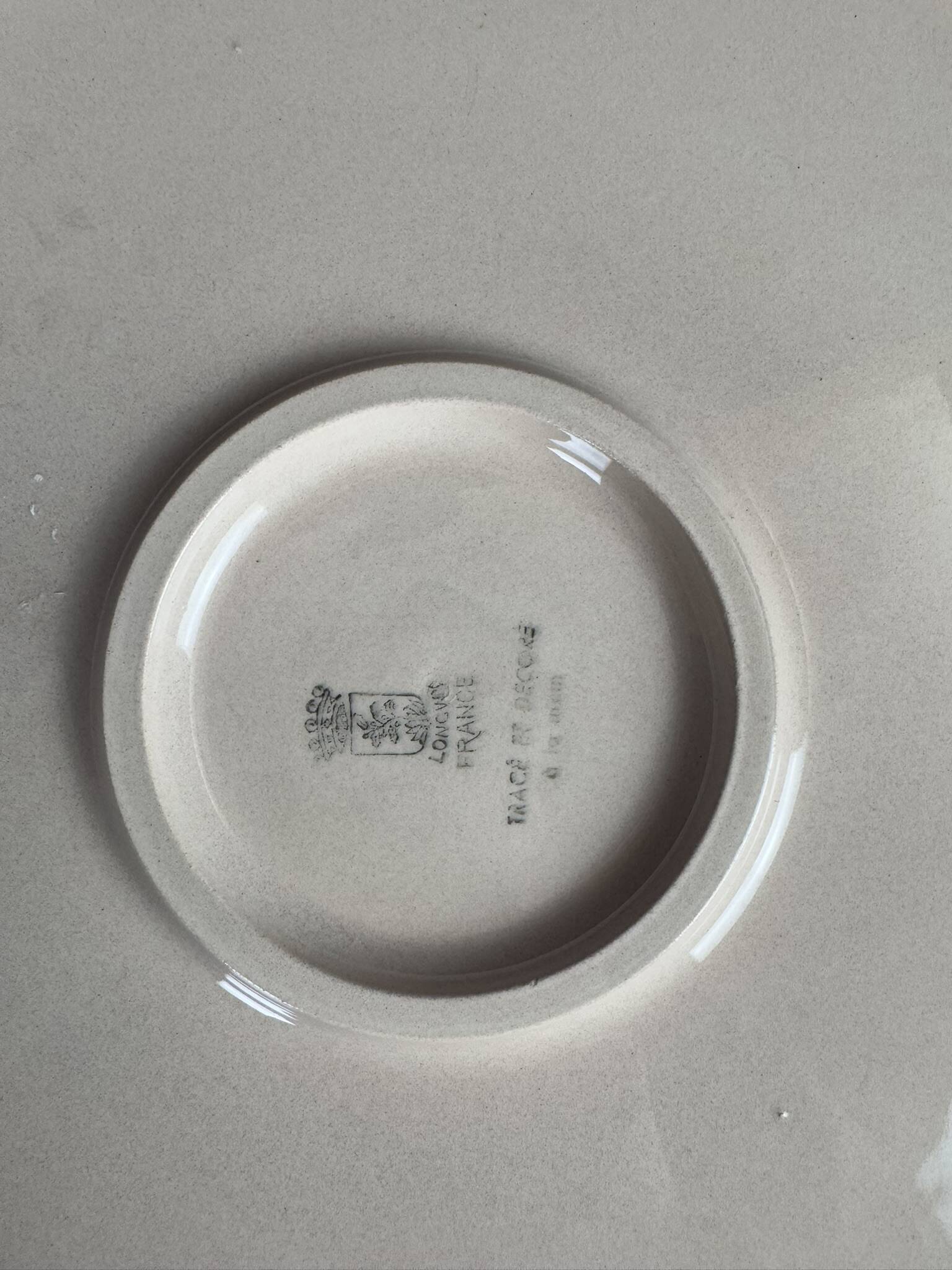 Longwy: large earthenware and enamel pie dishes in Japanese style