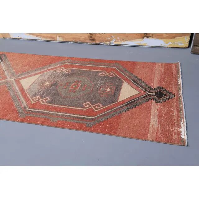 1970s Turkish Hand-Knotted Runner Rug 89x363