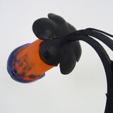 Art Deco Noverdy tulip lamp with black wrought iron base. 1930s