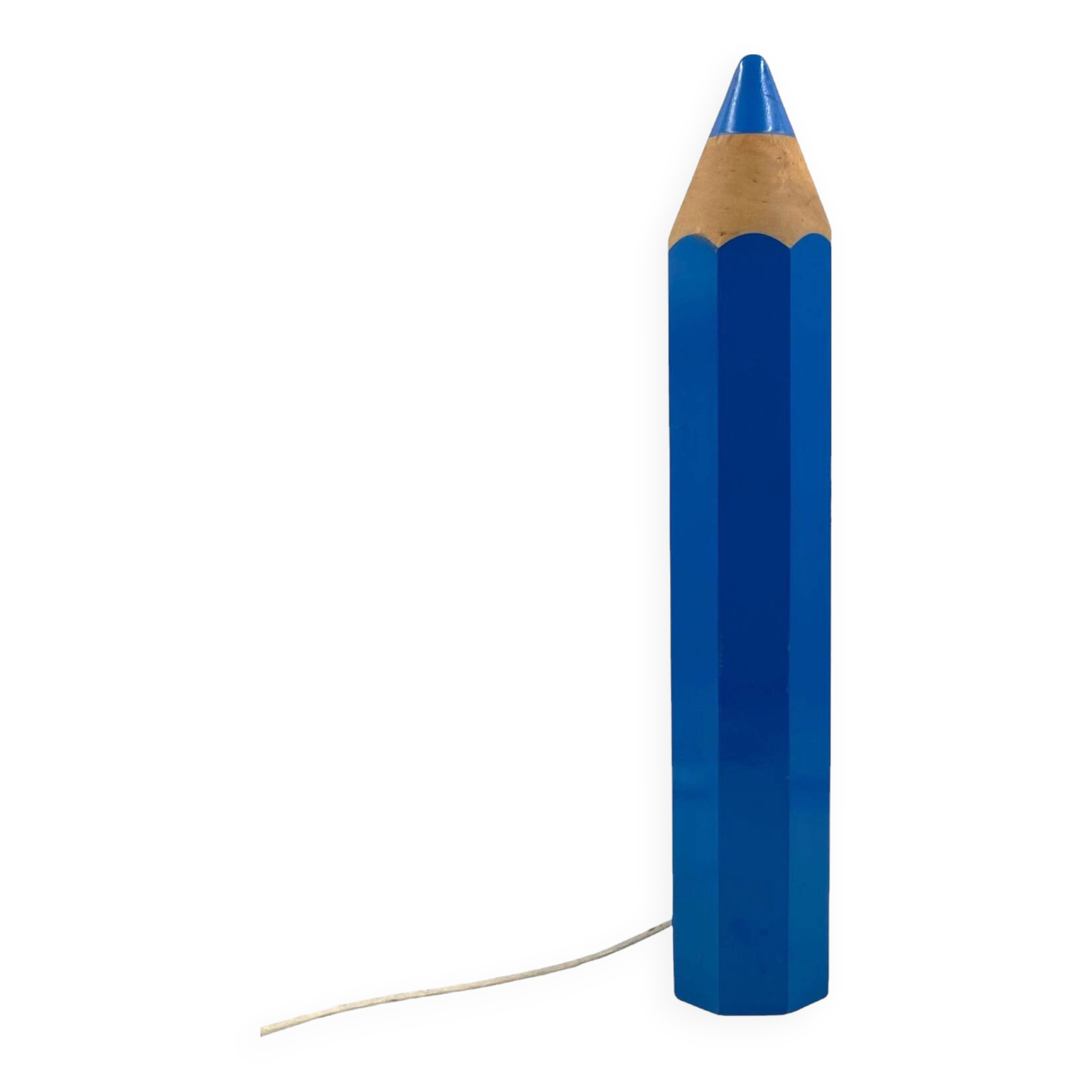 Pierre Sala, postmodern blue Pencil table lamp, Ed. Vilac France 1980s