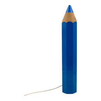 Pierre Sala, postmodern blue Pencil table lamp, Ed. Vilac France 1980s