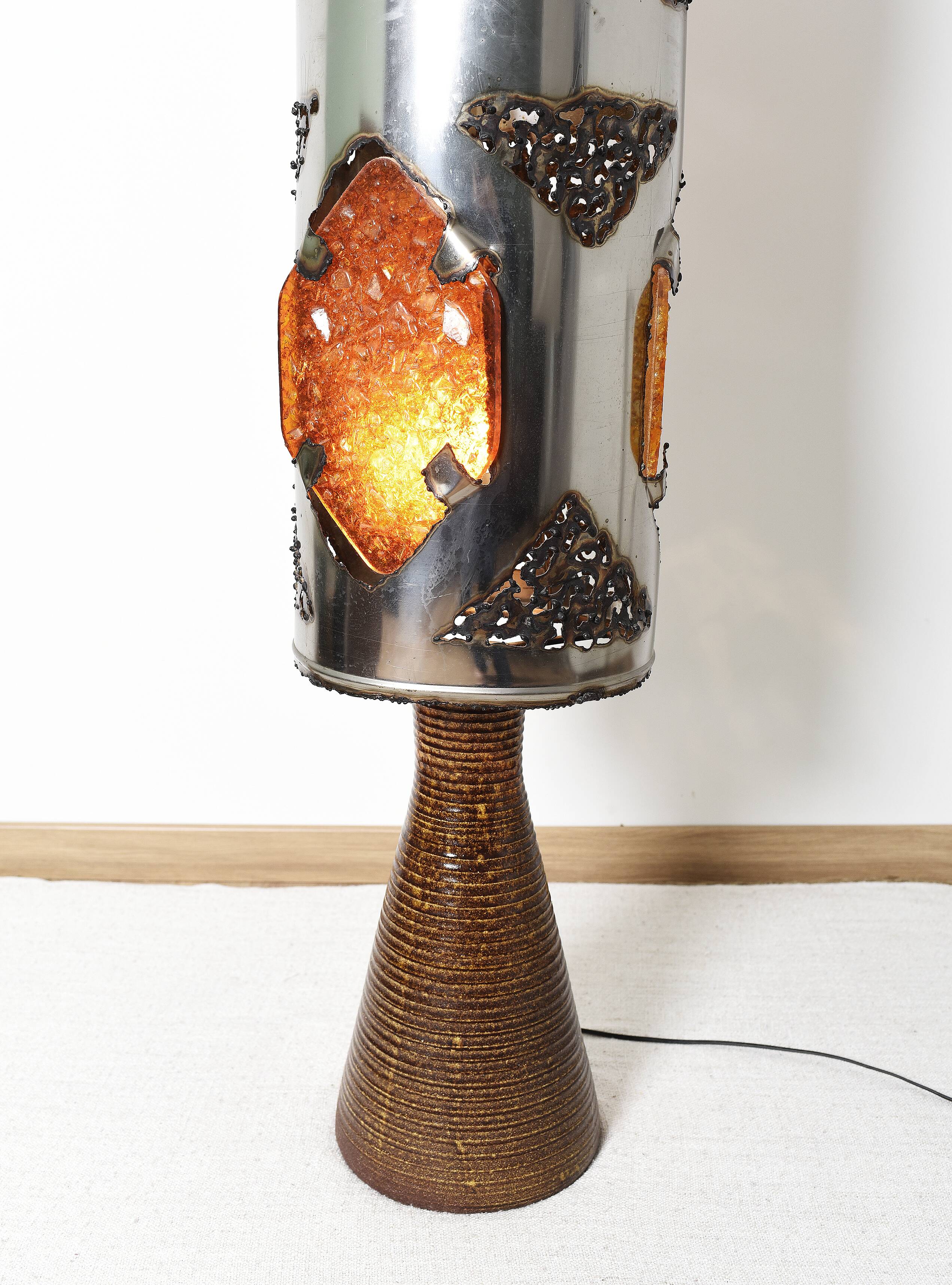 Brutalist ceramic lamp from Accolay
