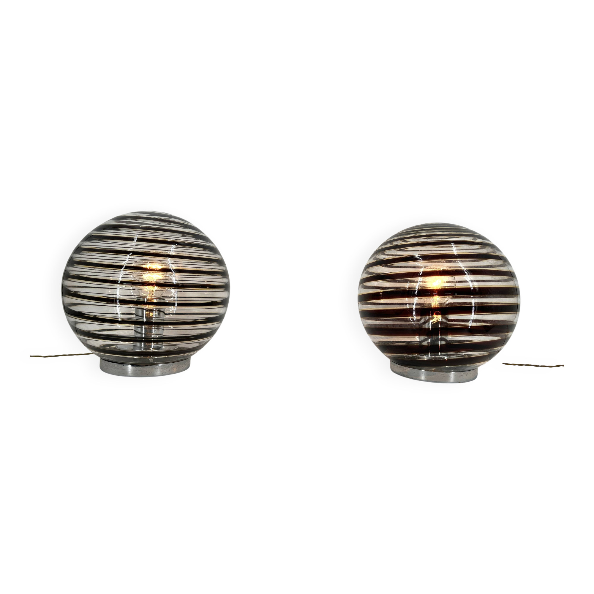 Pair of murano swirl glass table lamps, 1970s