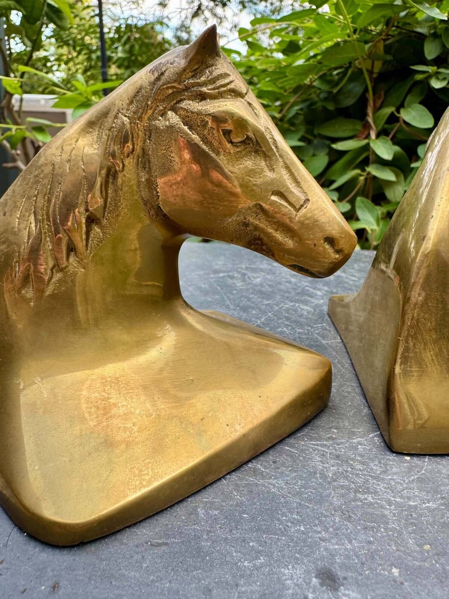Pair of brass Art Deco horse bookends