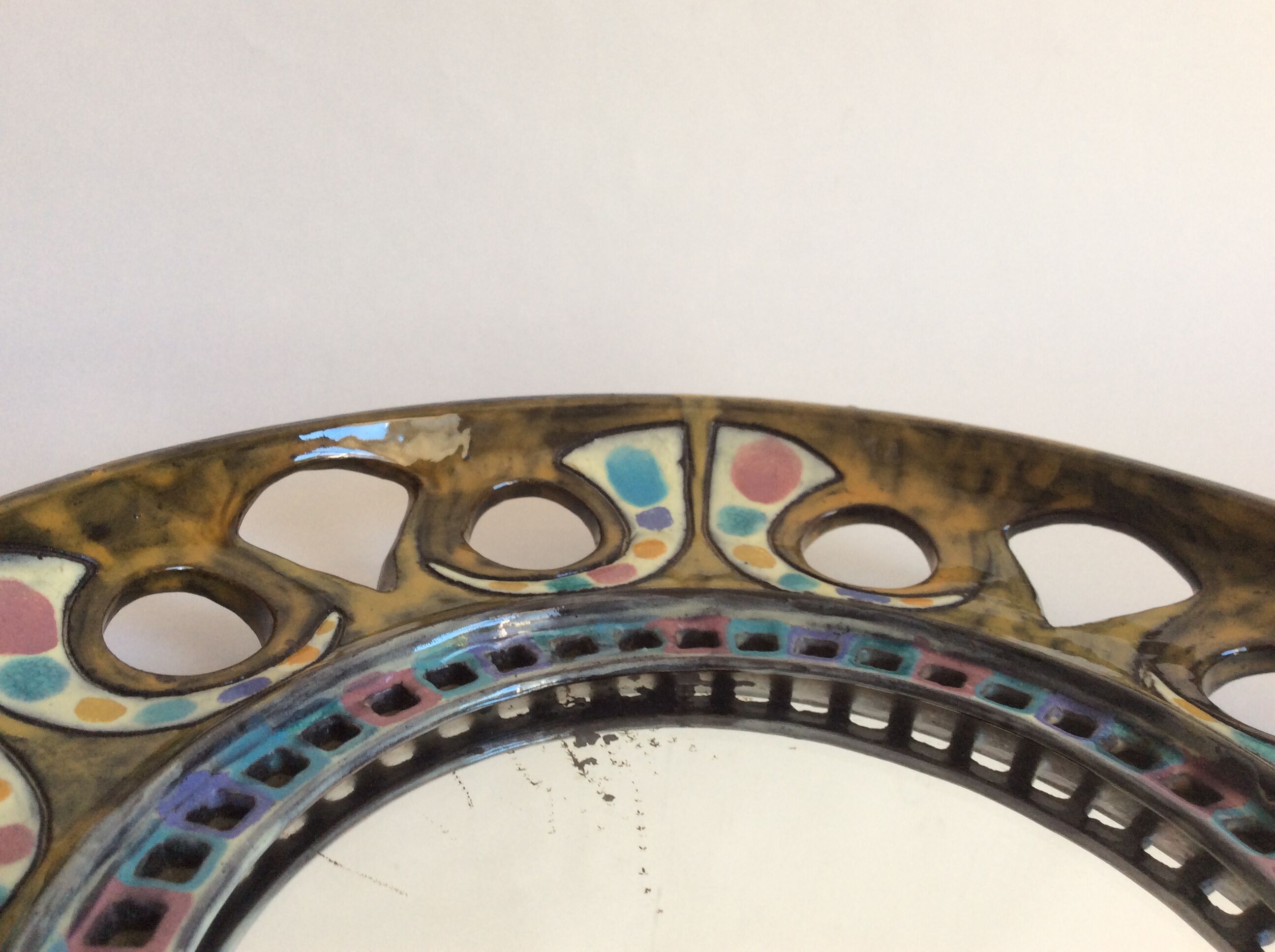 Ceramic mirror from the 1960s 32cm