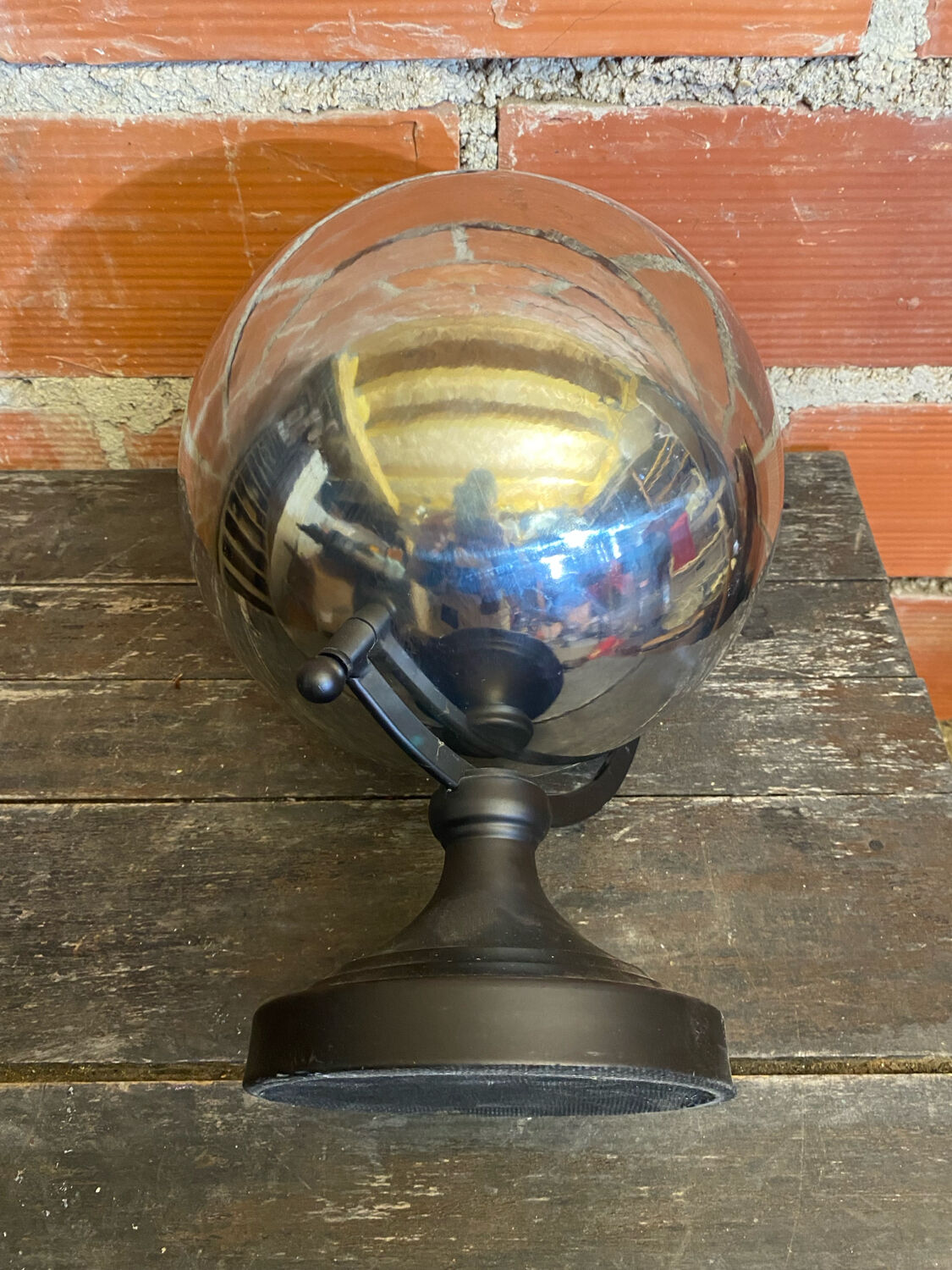 World Map Globe Earth Planet Chrome Metal + Black Design Stand