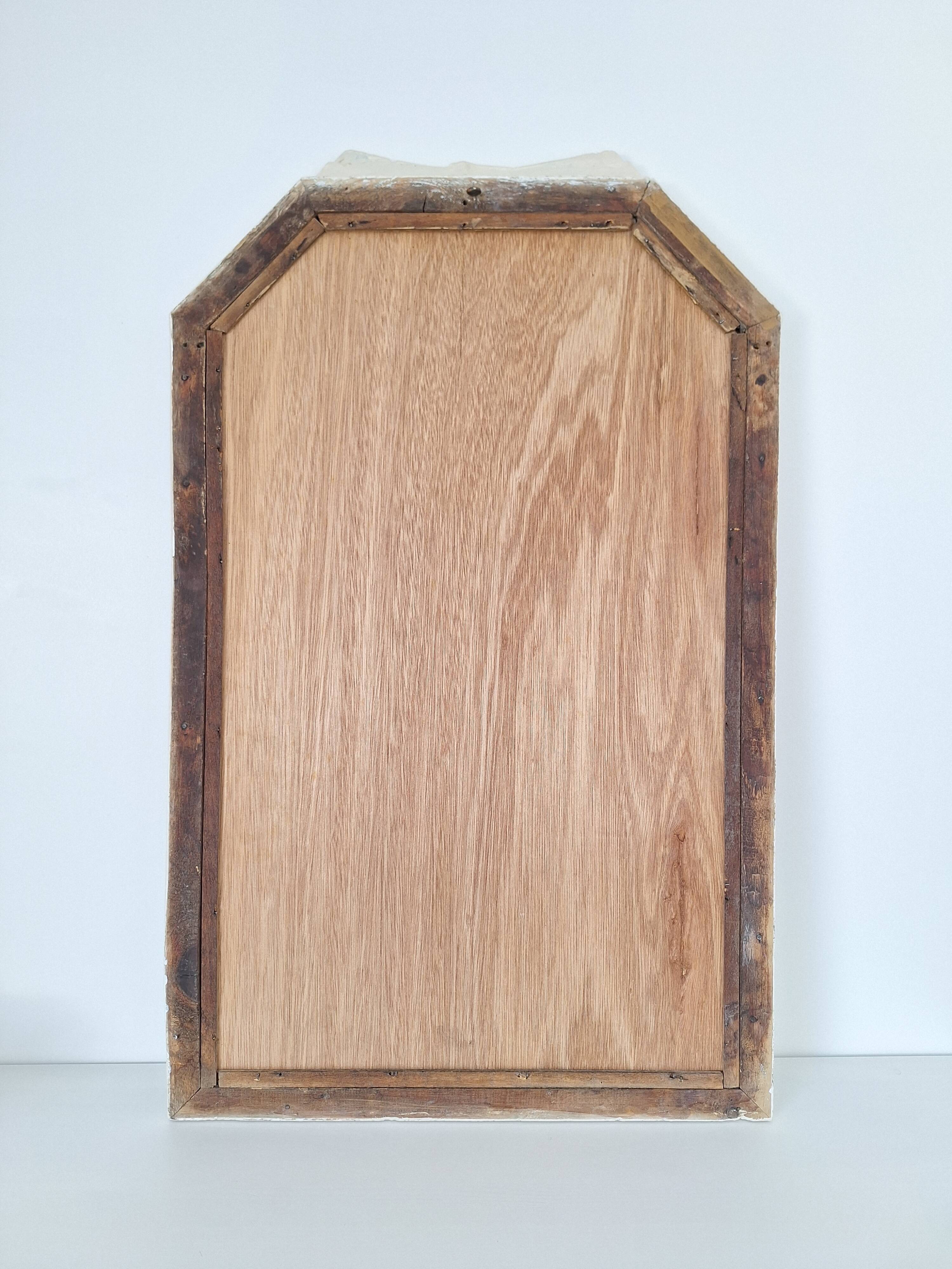 Miroir biseauté et mouluré beige