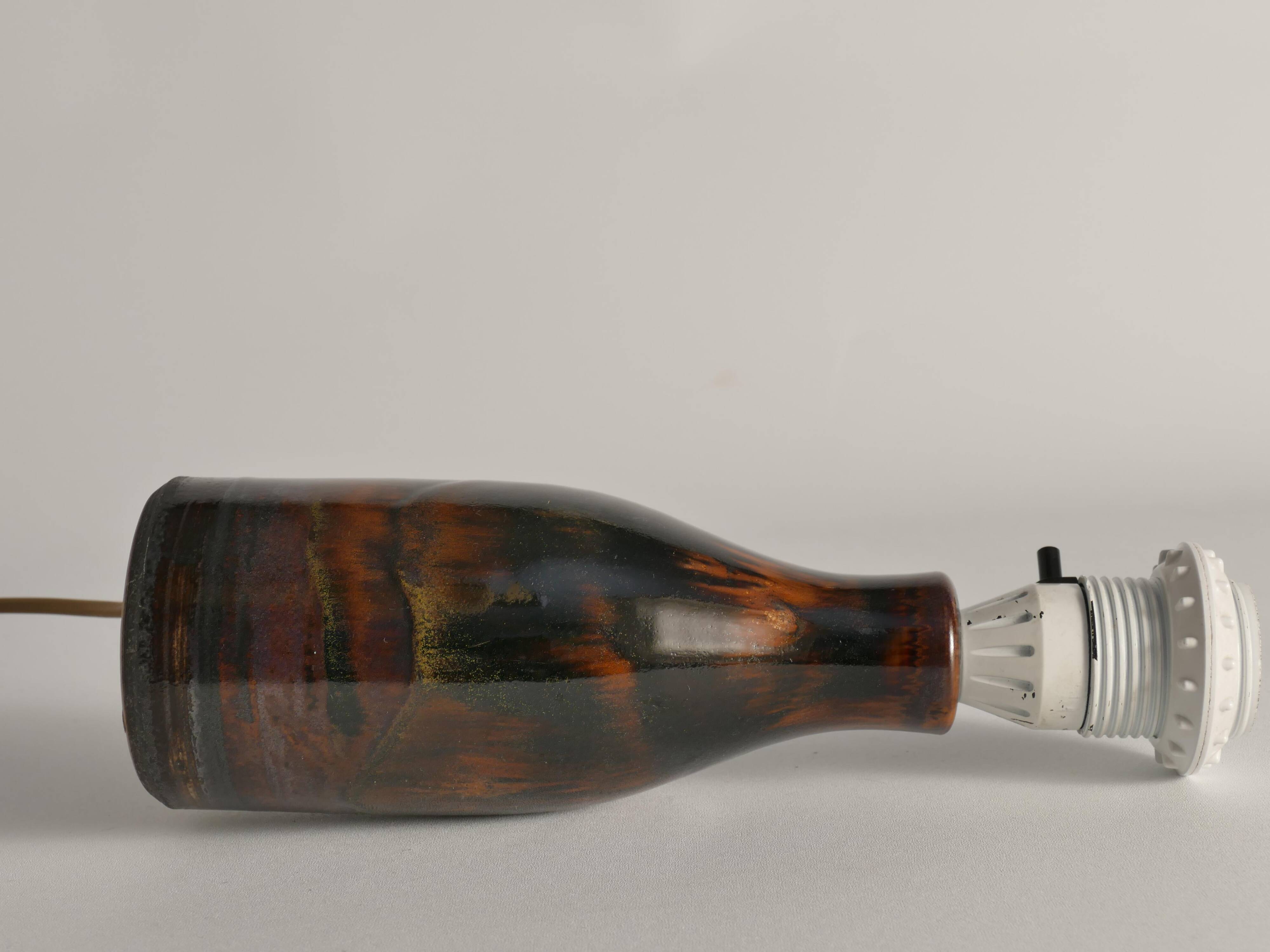 Brown Stoneware Table Lamp by Carl-Harry Stålhane, Designhuset, Sweden 1960s