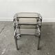 1970s Mid-Century modern tubular chrome and smoked glass nesting tables