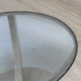 Double table travertine and glass