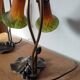 Deux lampes nénuphar en laiton et verre