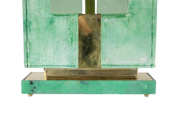 Paire de lampes en verre de Murano, irisé vert. 20e-21e siècle.