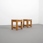 Solid Pine Midcentury Slat Stools, Sweden, 1960s