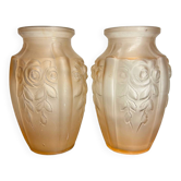 Art Deco pressed molded glass vases (X2)