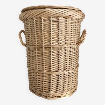 Wicker basket, waste paper basket with lid