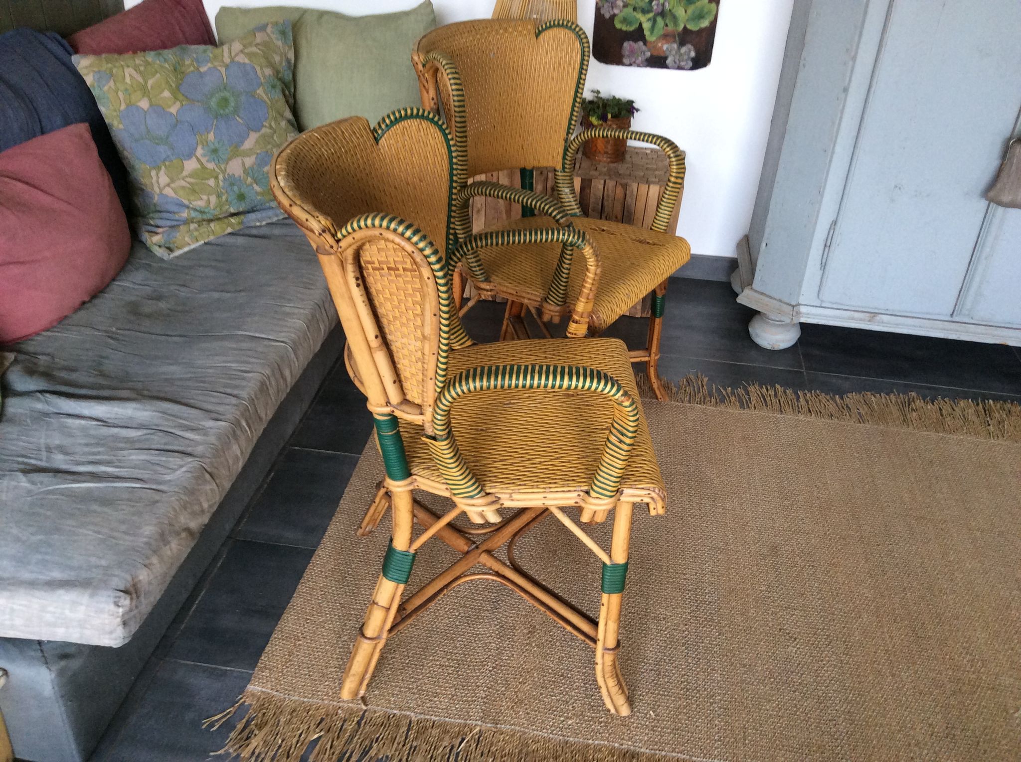 Paire de fauteuils en rotin