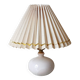 Enamelled terracotta lamp signed, pleated lampshade 1960