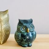 Grey-green enamelled brass owl