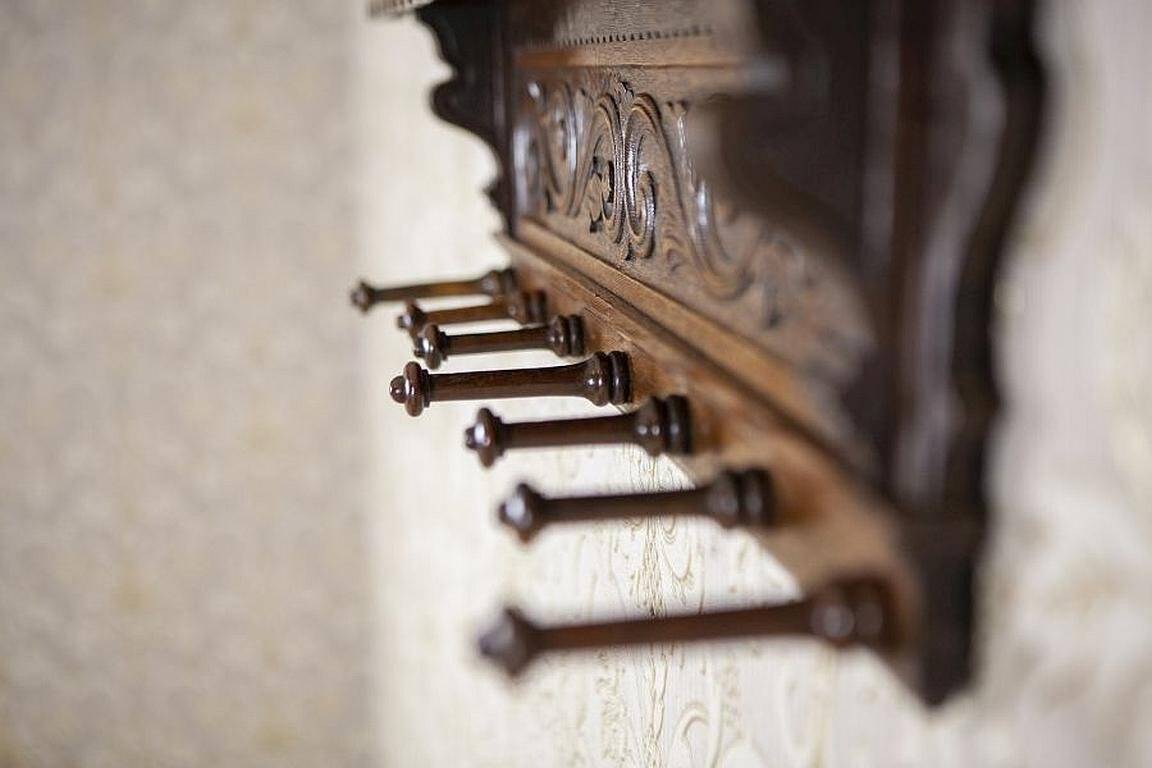 Early 20th Century Oak Coat Rack in Dark Brown, 1950s
