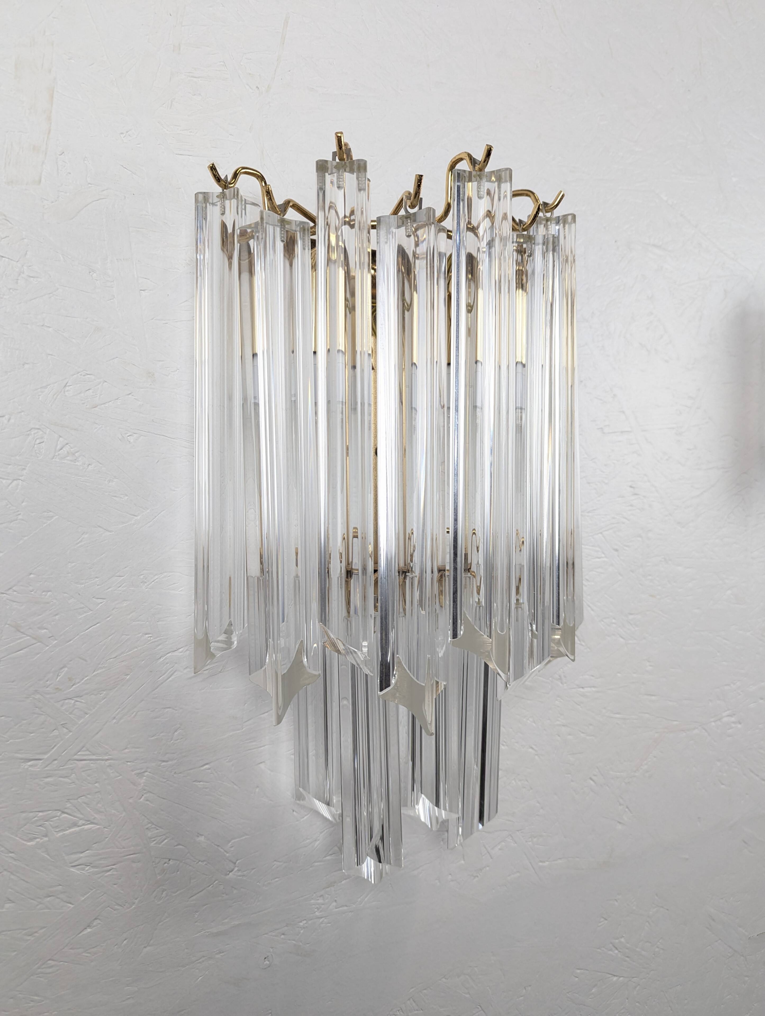 Brass and Murano wall light by Venini by Novaresi