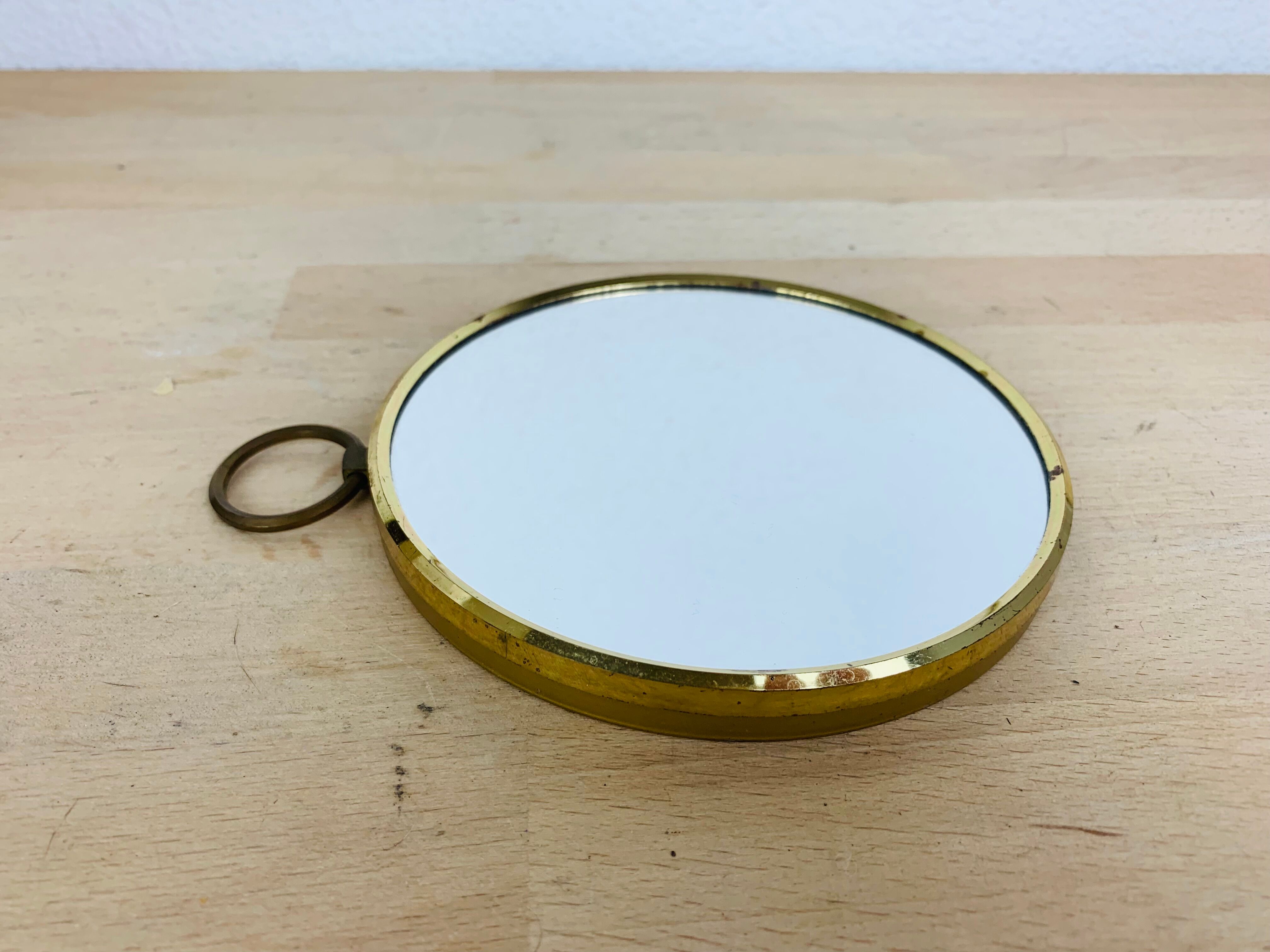 Mirror barber round strapping brass gilded