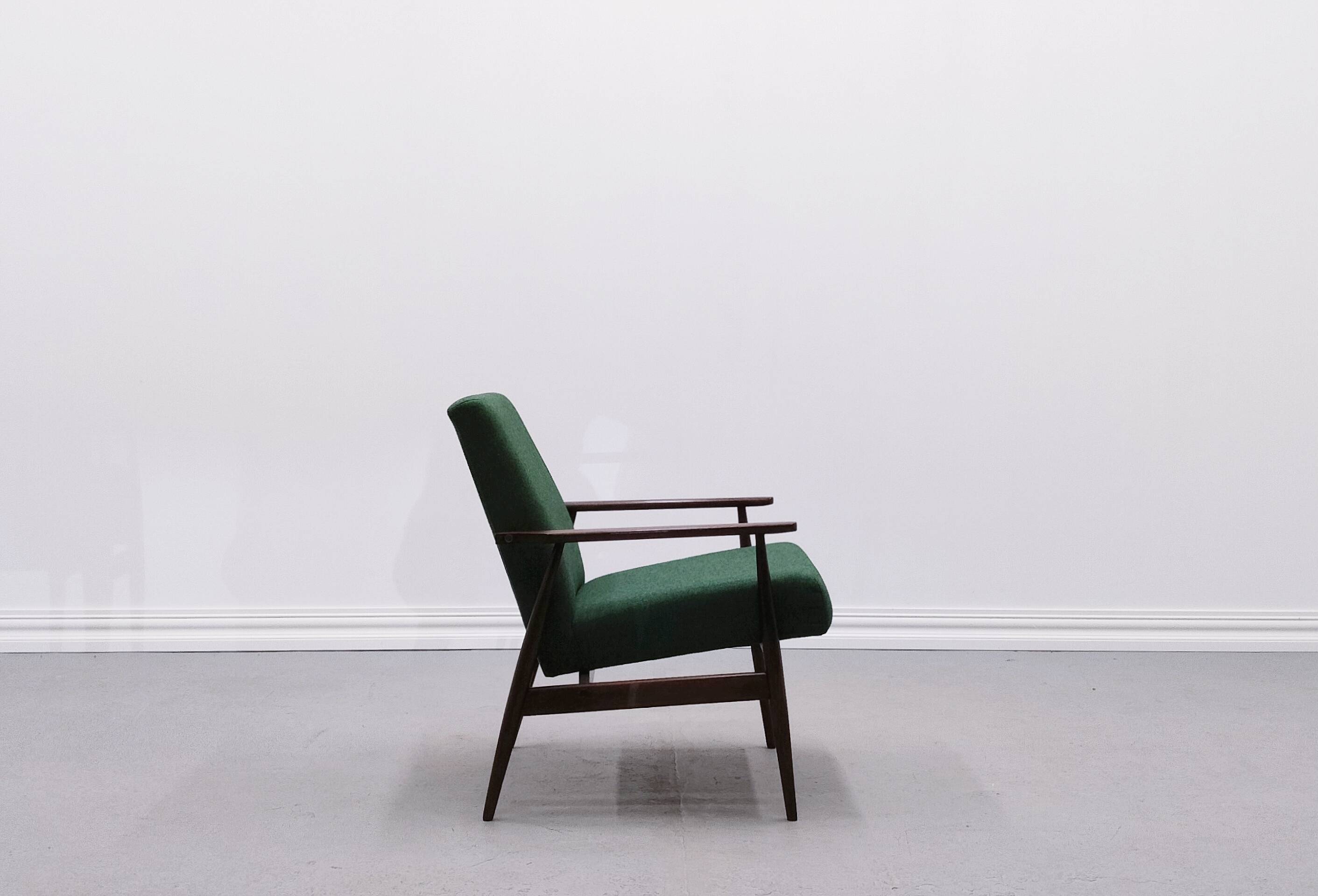 1960 Henryk Lis Mid Century Armchair in Green Tweed