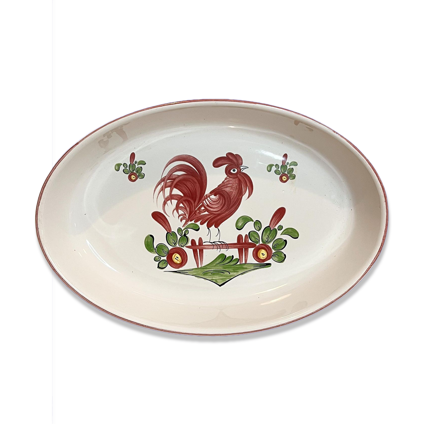 Plat en porcelaine décor coq