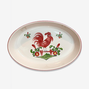 Plat en porcelaine décor coq