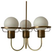 Suspended lamp with 3 glass balls and brass frame, Germany, 1960s