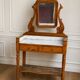Walnut and marble dressing table, mercury mirror, circa 1850.