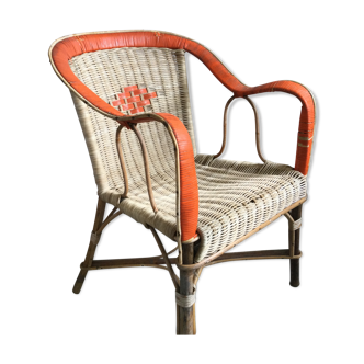 Rattan armchair bamboo orange pattern