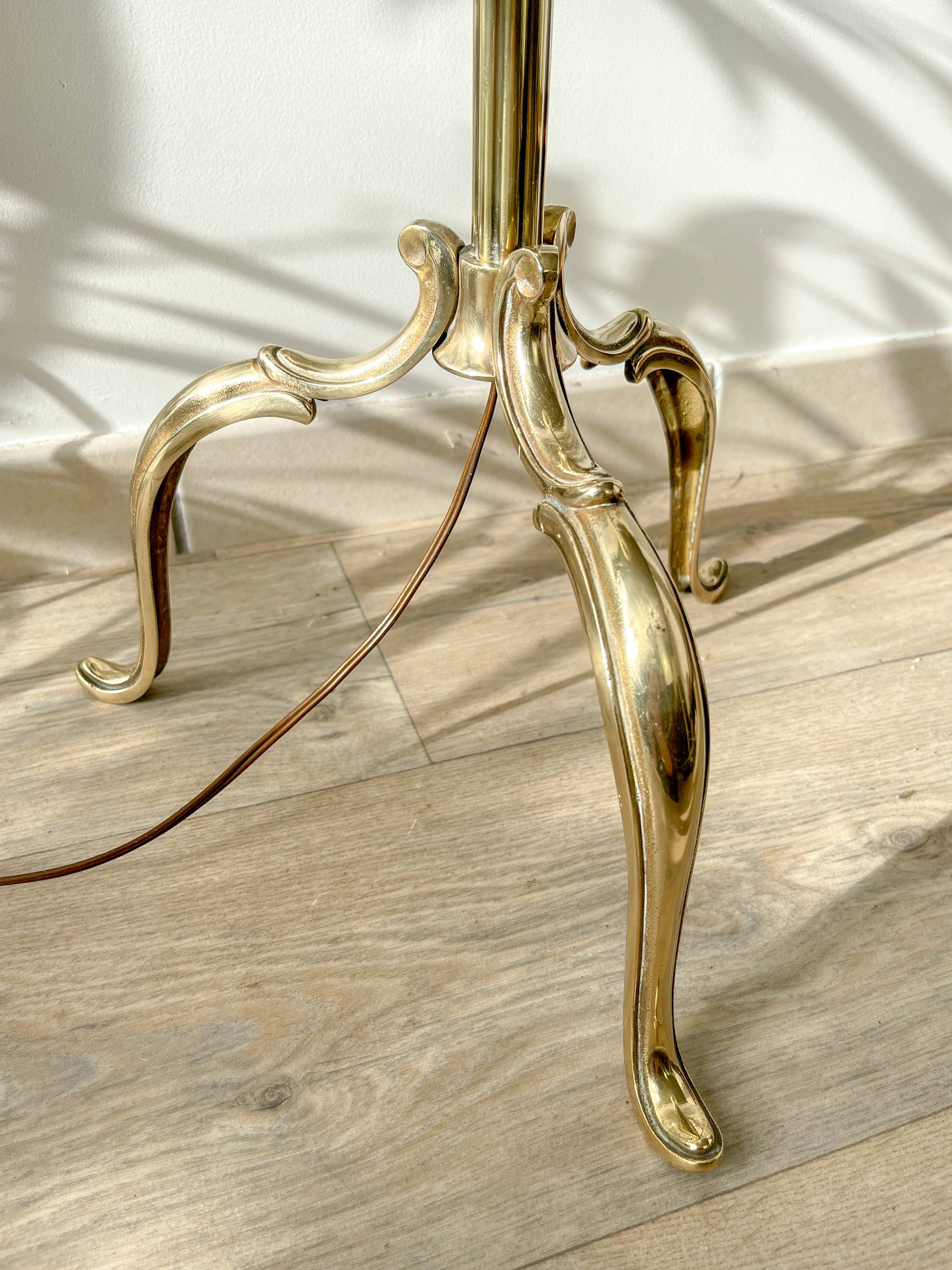 Vintage bronze and brass tripod floor lamp from the 1960s/70s – Adjustable height 190 cm