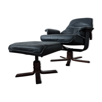 Vintage swivel armchair & ottoman from Unico