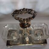 Crystal and silver-plated metal salt cellar