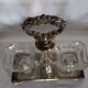 Crystal and silver-plated metal salt cellar