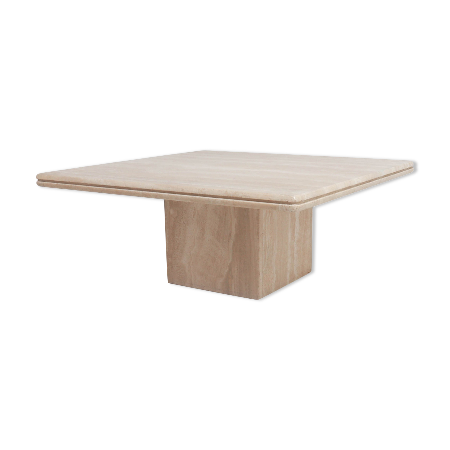 Table basse en travertin vintage fabriquée en italie dans les années 80.