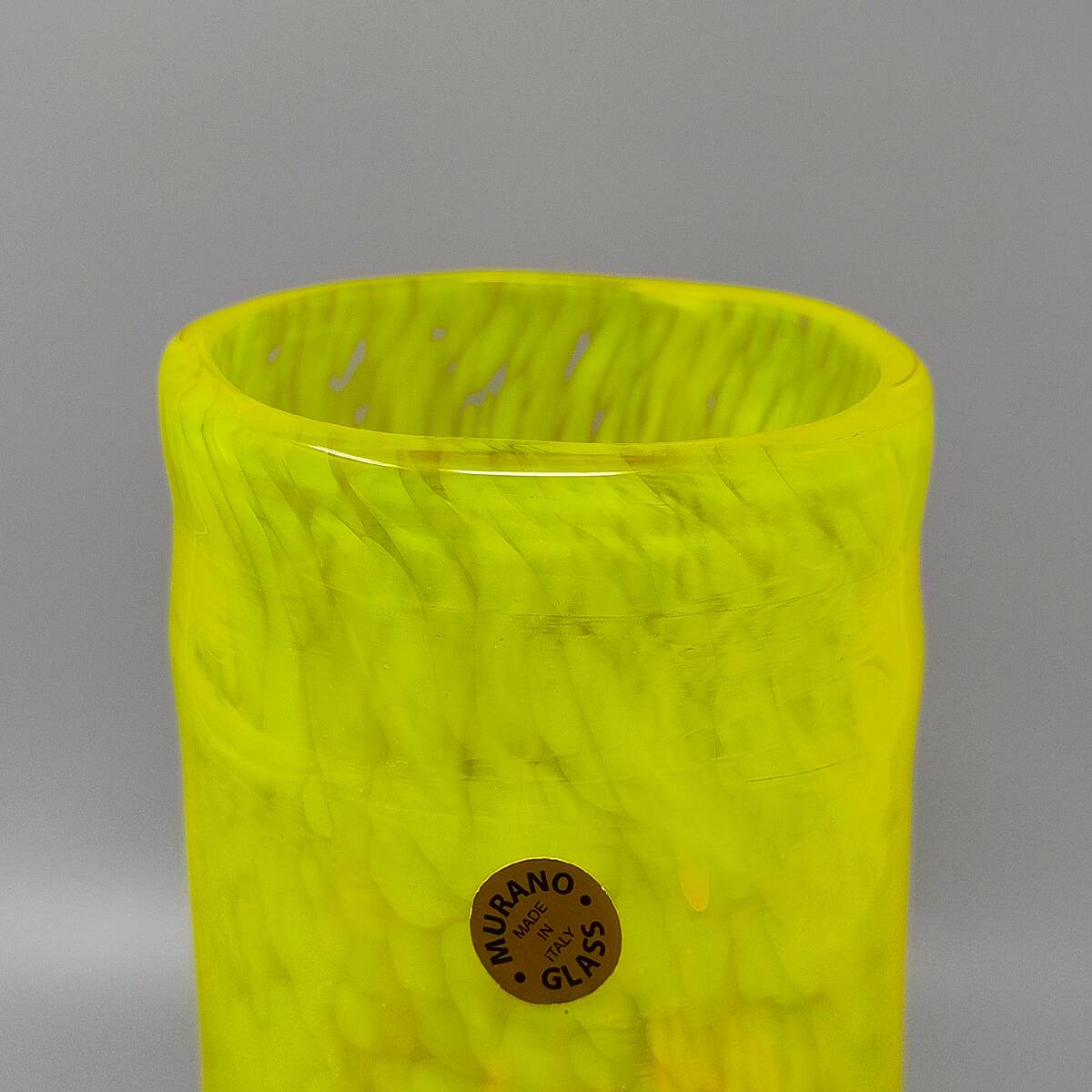 1970s Luxury Yellow Handrafted Vase in Murano Glass by Maestro del Vetro. M