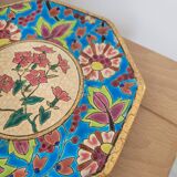 Octagonal dessert plate in Longwy enamels