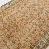 6x9 Orange & Black Floral Pattern Bordered Style Vintage Rug, 160x271Cm