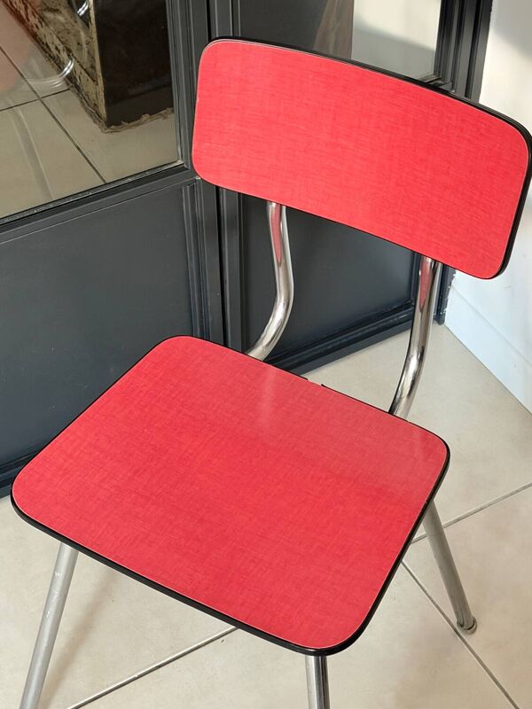 Chaise en Formica rouge vintage