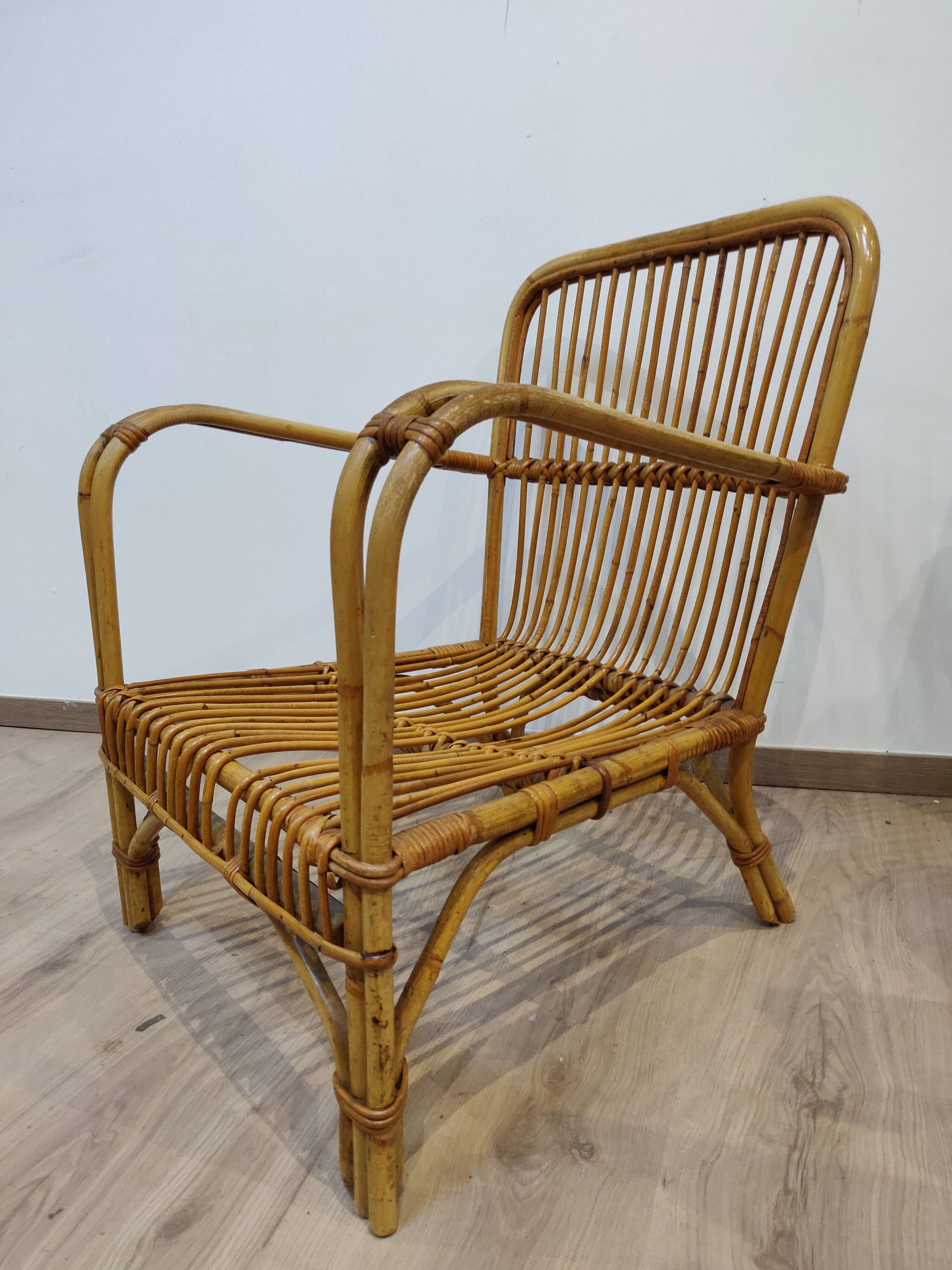 Vintage rattan armchair 60s