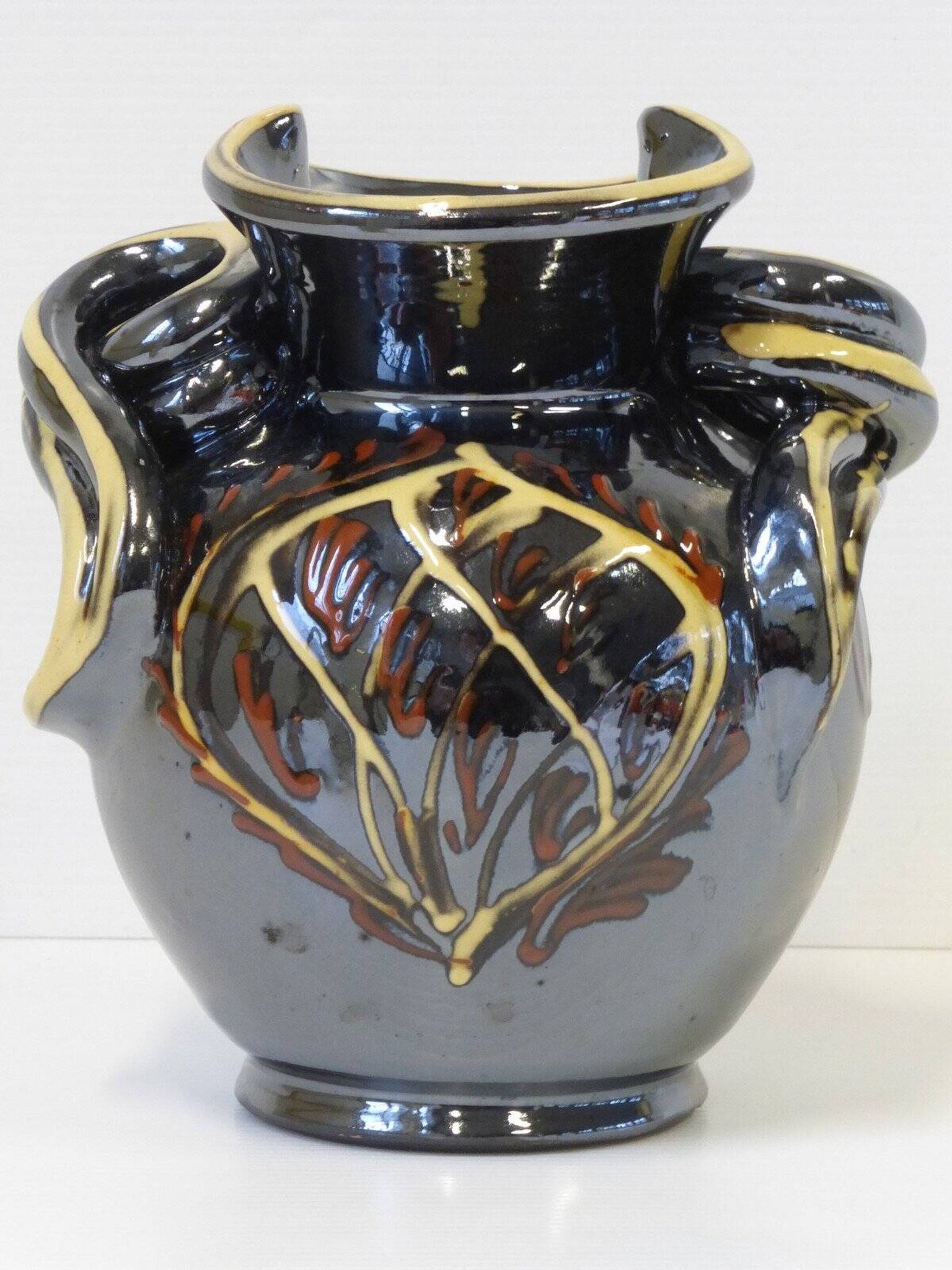 Vintage 1970s design ceramic pearlescent vase