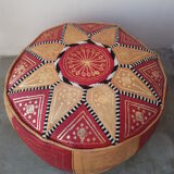Moroccan leather pouf