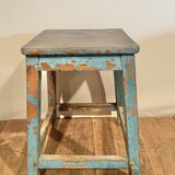 Blue exotic wooden stool