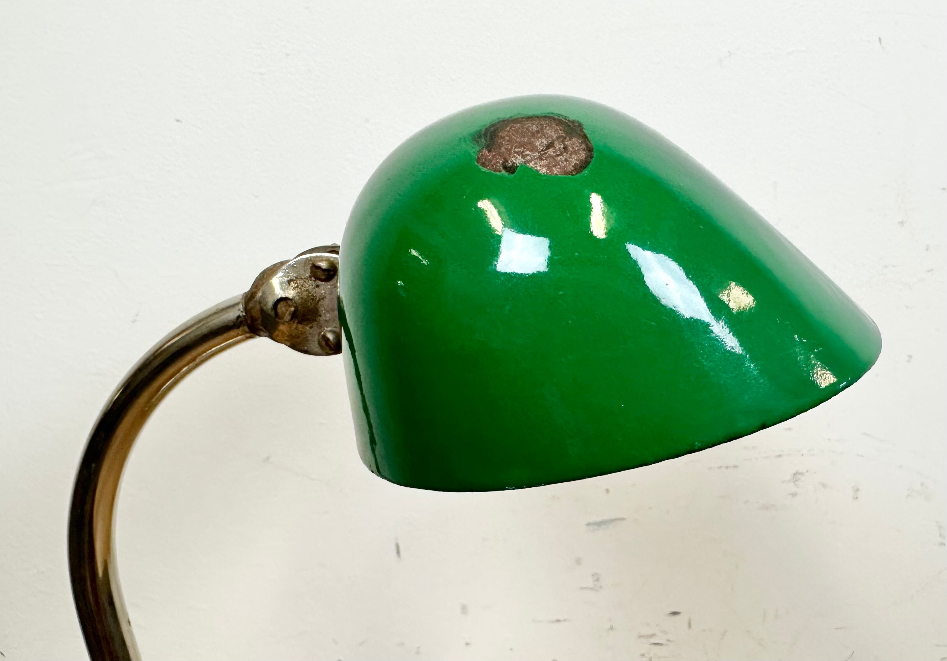 Vintage Green Enamel Bank Lamp, 1950s
