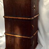 Old-time wooden travel trunk in brown
