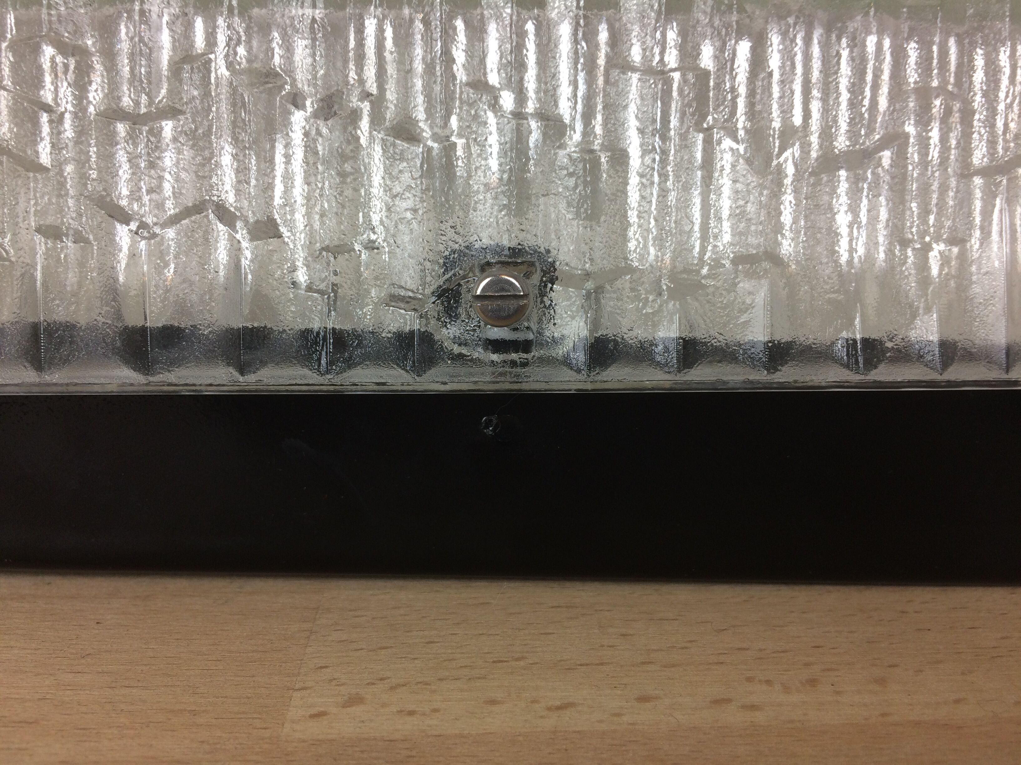 Holophane square wall lamp in chiseled glass, 60s