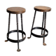 Lot de deux tabourets de bar artisanal